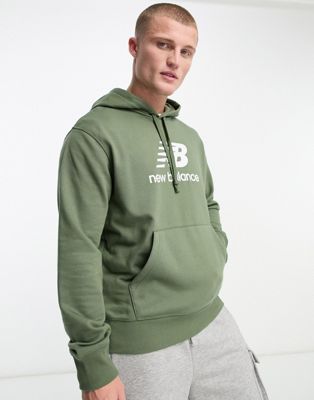 New Balance essentials stacked logo hoodie in green - ASOS Price Checker