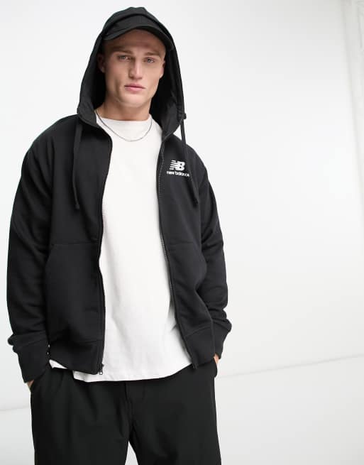 New Balance essentials stacked logo jacket in black