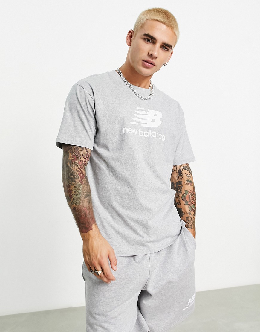 New Balance essentials stacked logo t-shirt in grey
