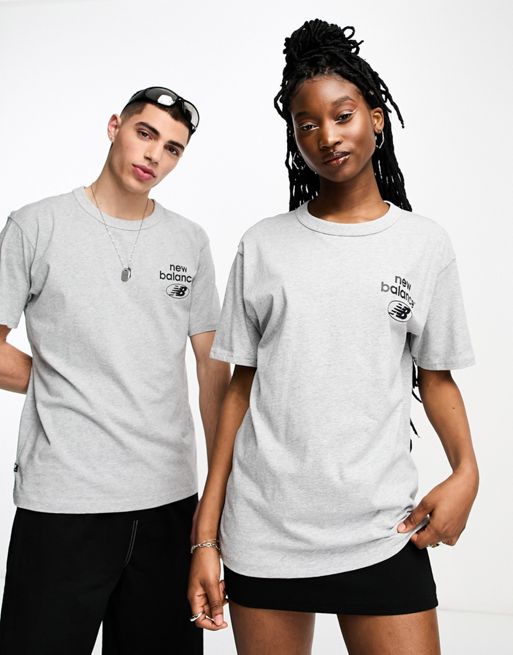 New Balance – Essentials – Szary T-shirt z logo
