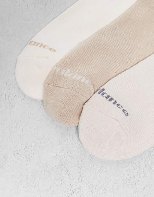 New Balance – Everyday – 3er-Pack knöchelhohe Socken in hellen Naturtönen , 3 von 3