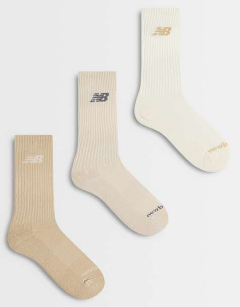New Balance everyday seasonal 3 pack crew socks in neutrals - view 1