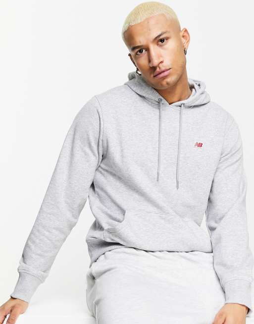 New Balance - Felpa con cappuccio e piccolo logo grigia