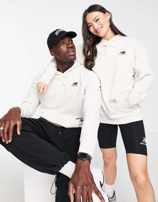 New Balance - Felpa con cappuccio e piccolo logo grigia