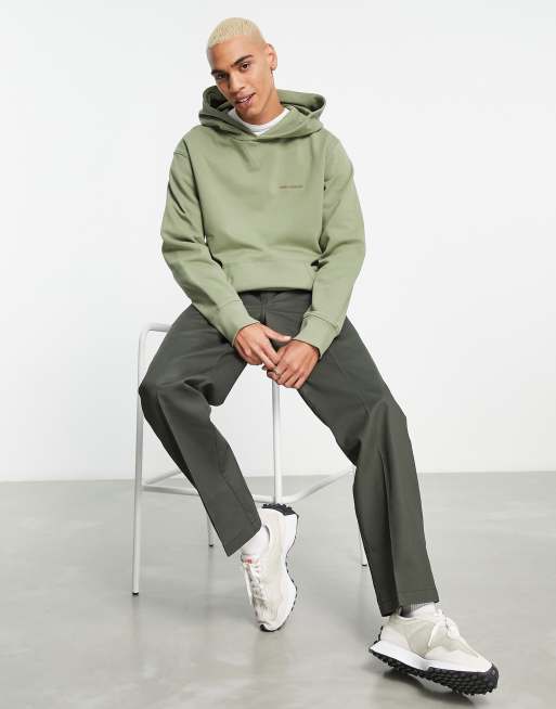 New Balance - Felpa con cappuccio verde kaki slavato con logo