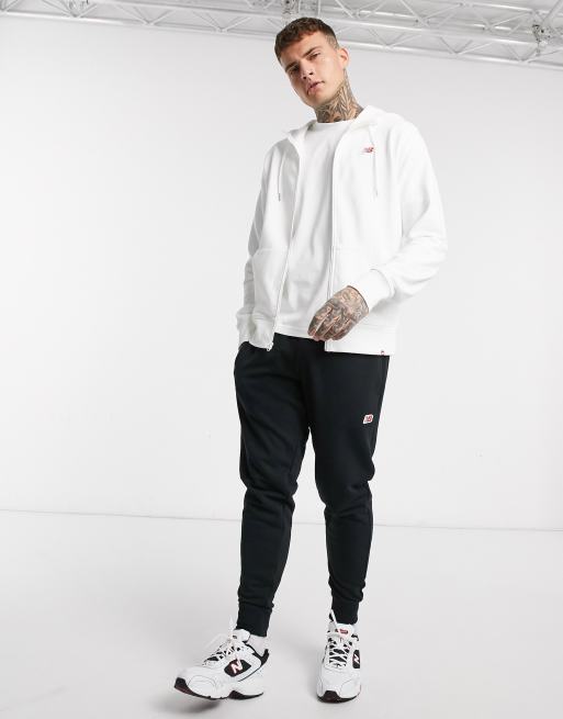 New Balance Felpa con piccolo logo e zip bianca ASOS
