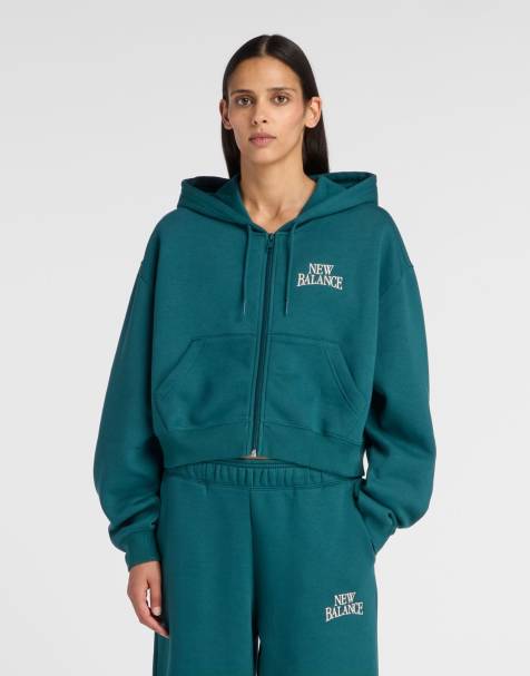 New Balance felpa Trackside con zip intera verde scuro - view 1