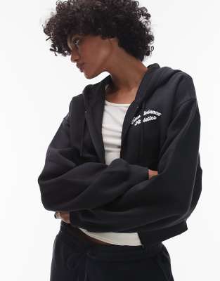 New Balance - Fleece-Sweatshirt in Schwarz mit durchgehendem Reißverschluss