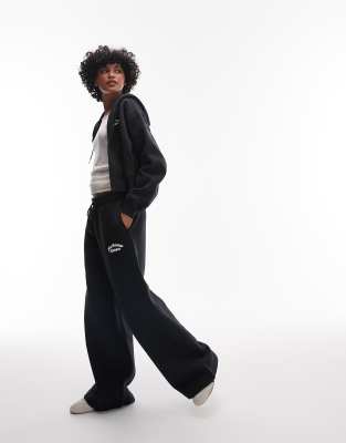 New Balance New Balance fleece wide leg jogger in black