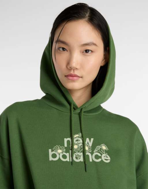 New Balance – Flower – Kapuzenpullover in dunklem Alpengrün, 4 von 4