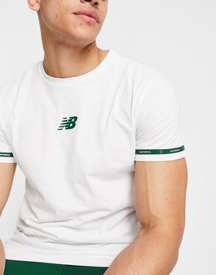 New Balance Football graft t-shirt in white and green - exclusive to ASOS