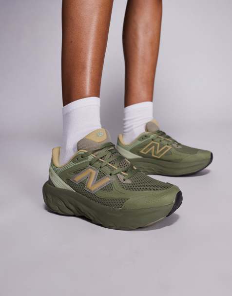 New Balance Fresh Foam unisex running trainers in olive green and beige - view 1