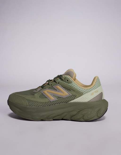 New Balance Fresh Foam unisex running trainers in olive green and beige, 2 of 5