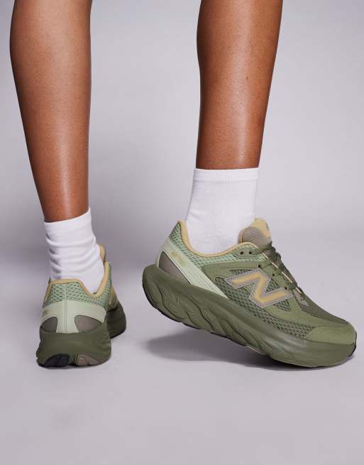 New Balance Fresh Foam unisex running trainers in olive green and beige, 4 of 5