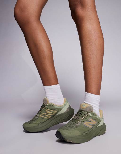 New Balance Fresh Foam unisex running trainers in olive green and beige, 5 of 5