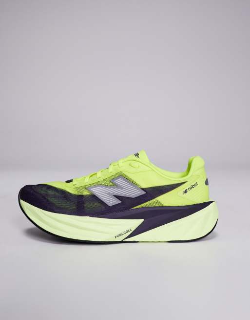 New Balance - Fuelcell Rebel v5 - Baskets de course - Vert fluo/noir, 2 de 5