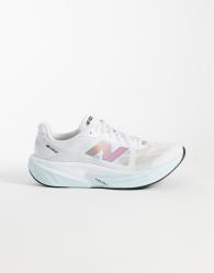 New Balance Fuelcell Rebel v5 mens running trainers in white, light blue and pink