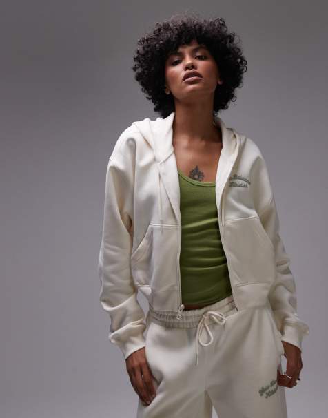 New Balance full zip fleece hoodie in beige