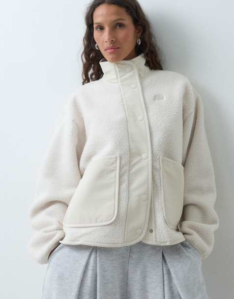 New Balance giacca in pile a pelo alto beige - view 1