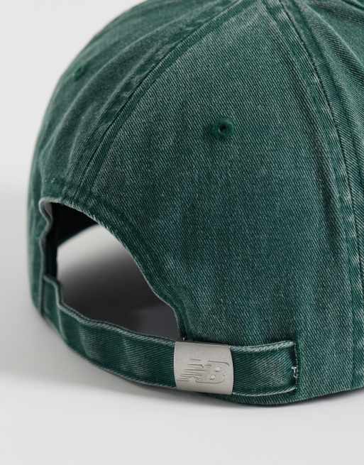New Balance - gorra de 6 paneles con logo lineal en verde lavado, 2 de 3