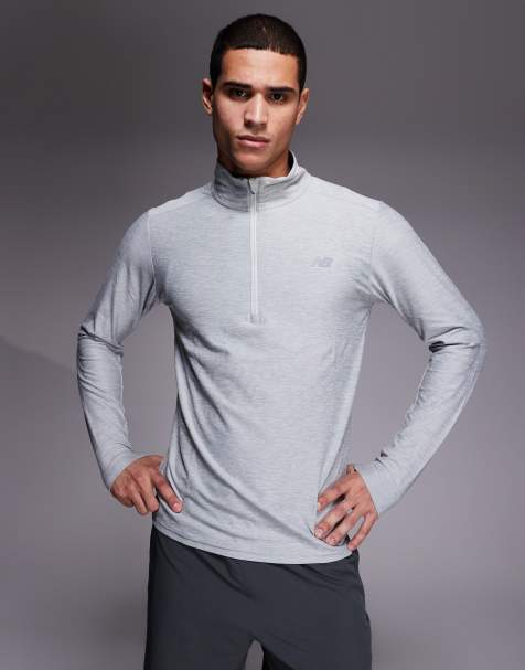 New Balance – Grå, melerad topp med 1/4-lång dragkedja - view 1