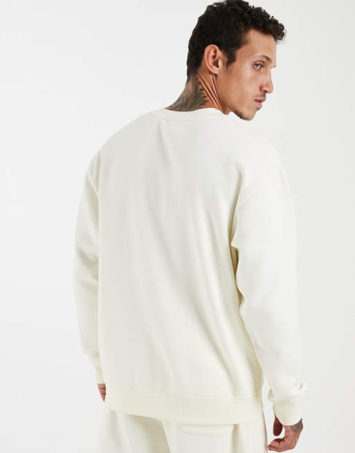 New Balance graphic fleece sweatshirt in gebroken wit, 4 van 5