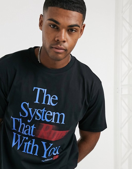 New Balance graphic system t-shirt in black
