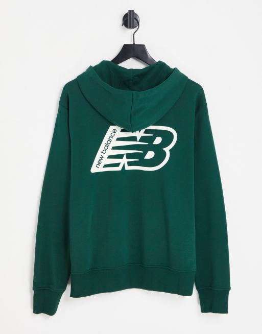 New Balance – Grön huvtröja med logga baktill