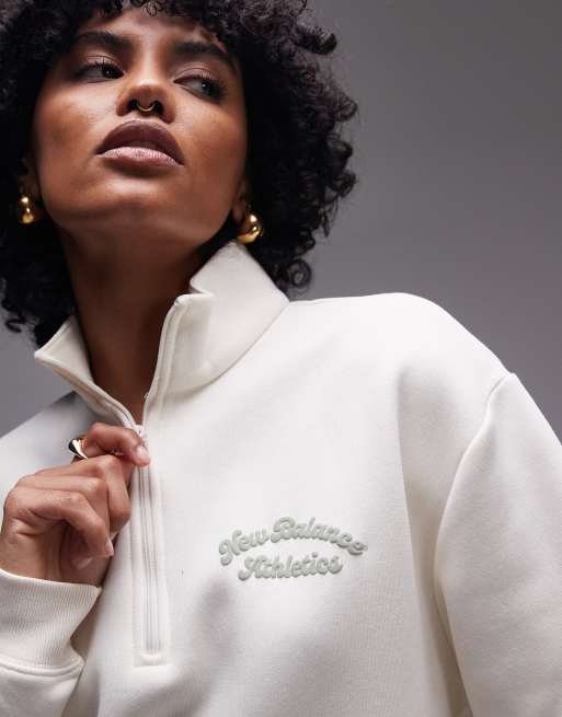 New Balance half zip fleece in beige, 2 of 4
