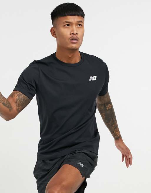 New Balance Heathertech logo t-shirt in black | ASOS