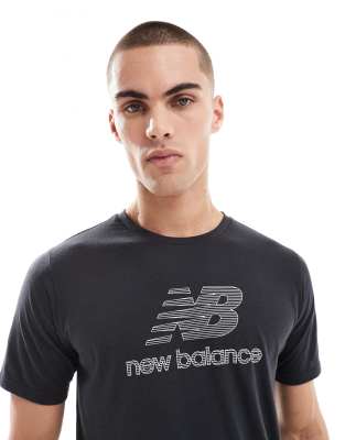 New Balance Heathertech logo t-shirt in black - view 1