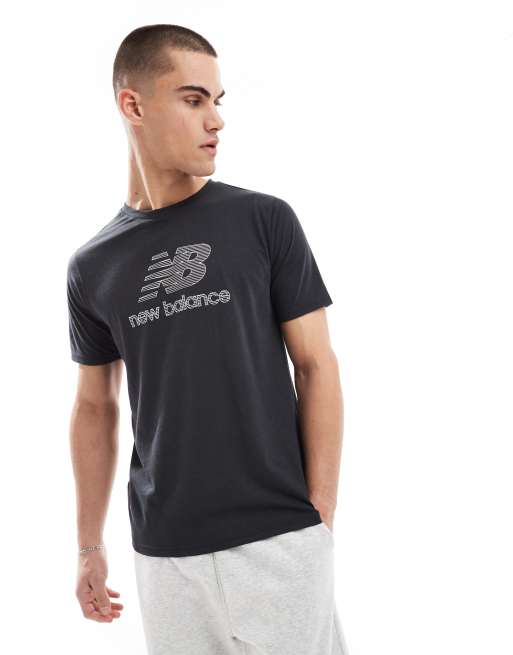 New Balance Heathertech logo t-shirt in black, 4 of 4