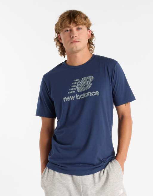 New Balance Heathertech logo t-shirt in blue