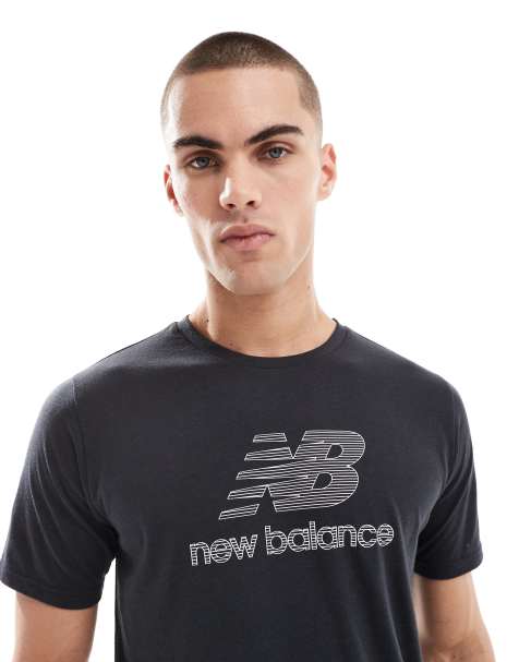 New Balance - Heathertech - T-shirt met logo in zwart - view 1