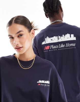 New Balance Home Again unisex long sleeve top in navy - exclusive to ASOS