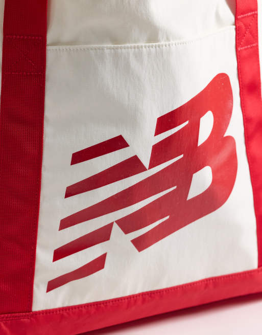 New Balance Hoops tote tas in gebroken wit en rood, 3 van 4