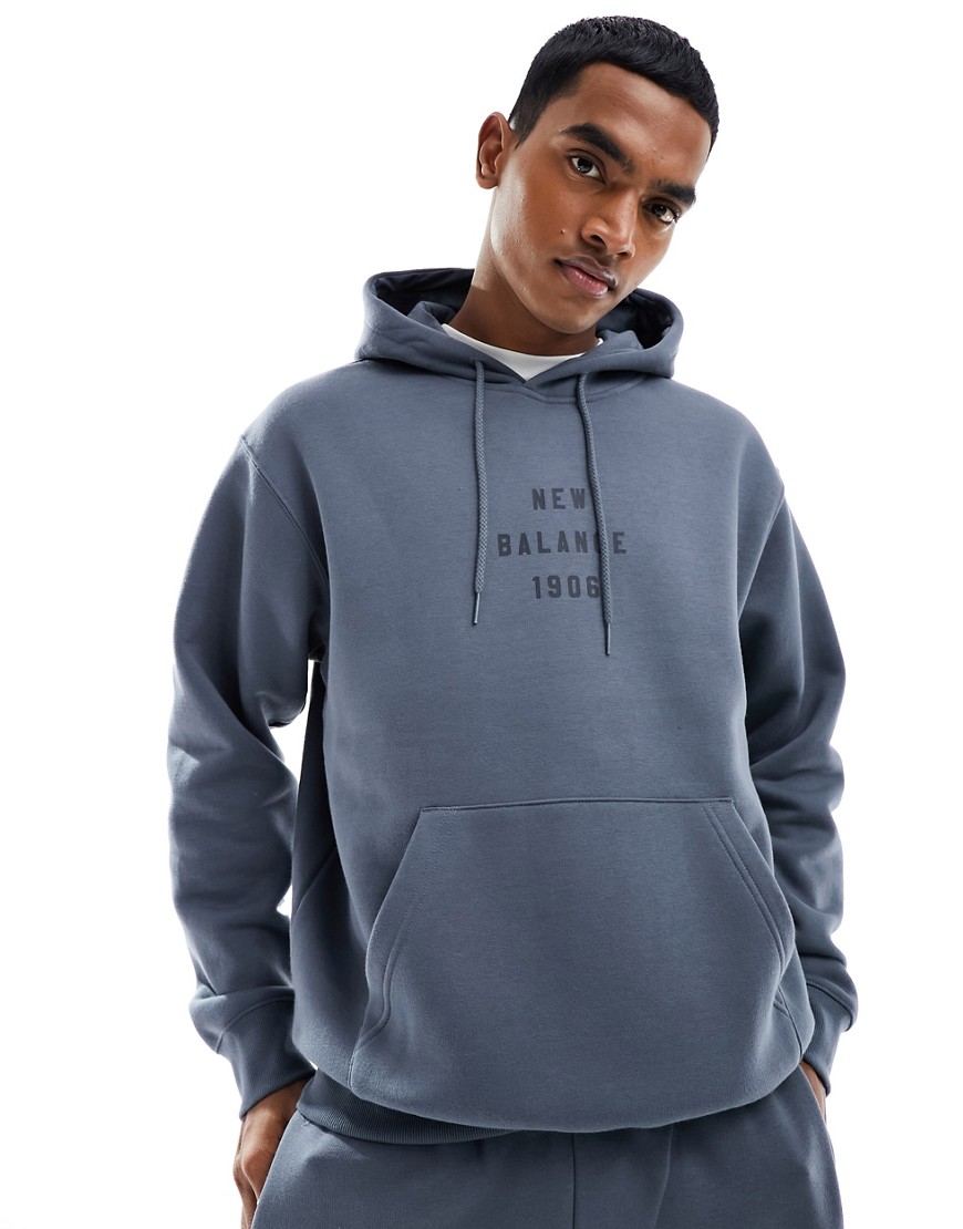 New Balance Iconic collegiate graphic hoodie in grey