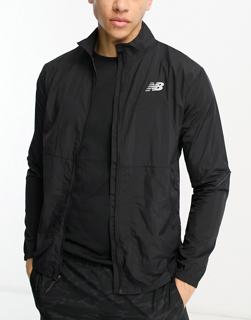 New Balance Impact Run packable jacket in black