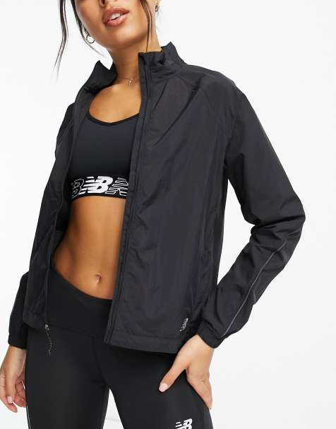 Women's Black Zip Up Fitted Workout Jacket with Thumbholes