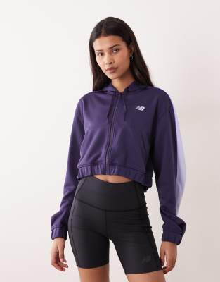 New Balance - Interlock - Sweatshirt in Lila mit Reißverschluss