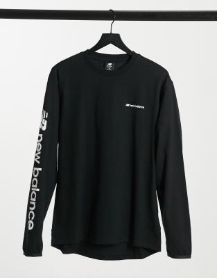 New Balance – Langärmliges Shirt in Schwarz