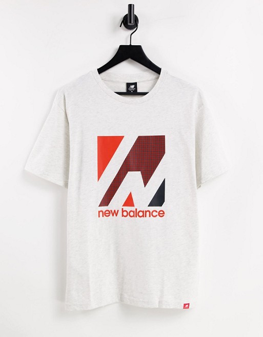 New Balance large logo terrain t-shirt in grey | Faoswalim