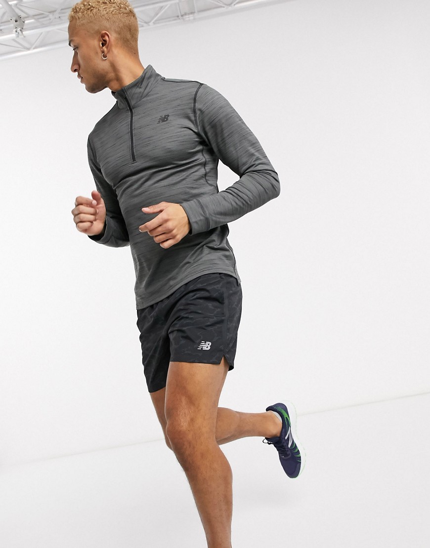 New Balance - Løb - Mørkegrå Anticipate sweatshirt med kort lynlås