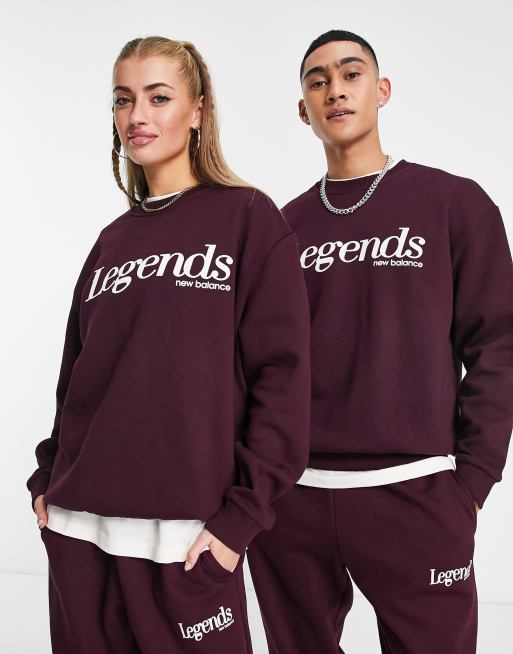 New Balance Legends Sweater In Bordeauxrood Asos