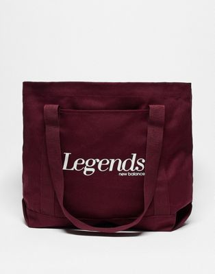 New Balance legends tote bag in burgundy - ASOS Price Checker