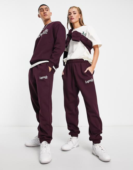 New Balance Legends trackies in burgundy
