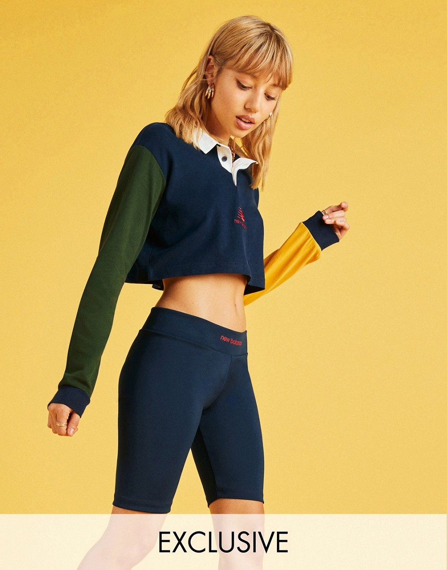 New Balance legging shorts in navy- exclusive to ASOS