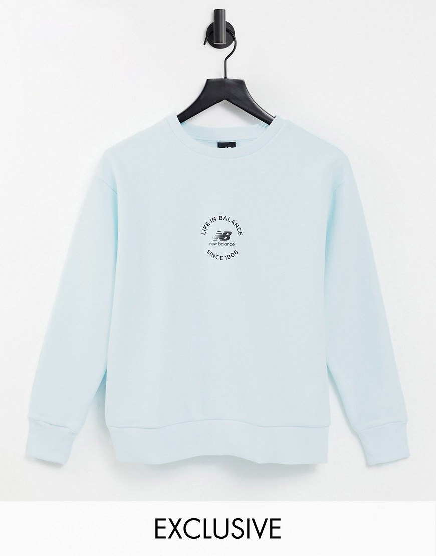 New Balance 'Life in Balance' sweatshirt in pale blue - Exclusive to ASOS-Blues