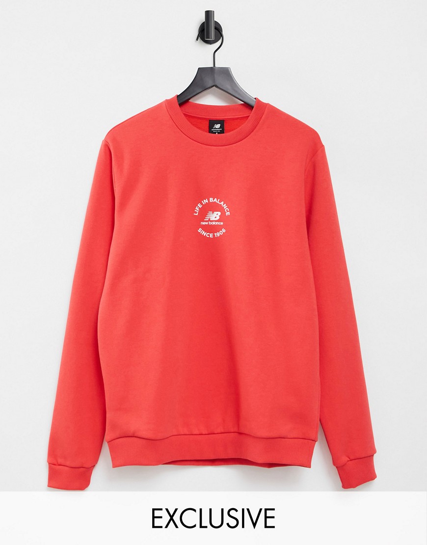 new balance life in balance sweatshirt in red - exclusive to asos