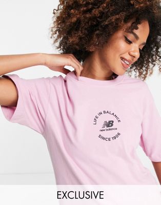 New Balance life in balance t-shirt in pink